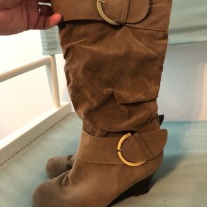 Brown wedge boots. Size XL (10)